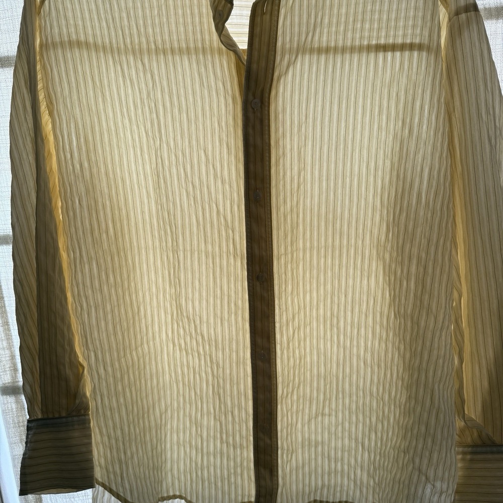 Sense of Place Sheer Stripe Shirt Cream Beige Long Sleeve Blouse One Size Japan - Picture 5 of 7